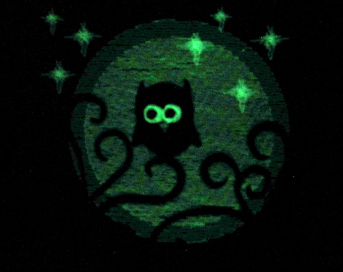 Night owl / Glow in the dark special designed machine embroidery / sizes 4x4 and 5x7 / file  INSTANT DOWNLOAD