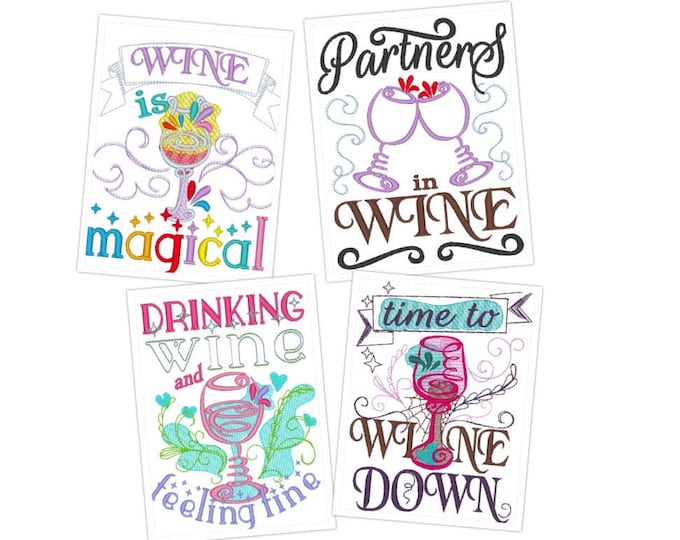 Kitchen wine cute quotes - machine embroidery designs - 4x4 and 5x7 - kitchen towels embroidery collection, wine lovers emroidery