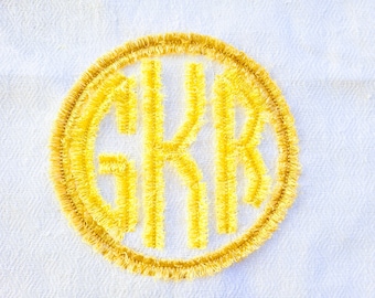 Fluffy fringed Circle Monogram FONT alphabet classic three letters kids machine embroidery designs in assorted sizes, fringe ITH in the hoop