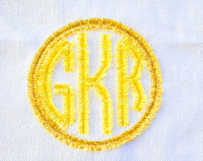 Fluffy fringed Circle Monogram FONT alphabet classic three letters kids machine embroidery designs in assorted sizes fringe ITH in the hoop