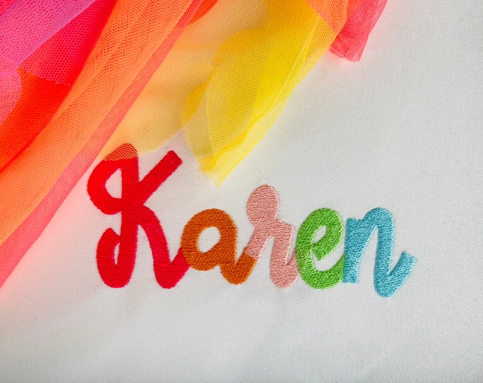 Fill stitch Karen Font alphabet playful kids baby monogram name machine embroidery designs Font letters and numbers sizes 1 up to 3.2inch BX