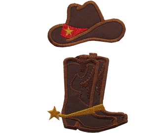 Cowboy or cowgirl Hat and Boots Applique MINI single designs add-ons machine embroidery designs multiple sizes 2, 3, 4 inches