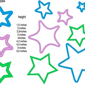 Single Star - appliqué machine embroidery designs, 3 types and each in multiple sizes, kids girl boy star shape great as monogram frame, BX