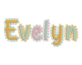 Lace Edge FONT Fill Stitch Spicy Alphabet Monogram cute baby girls fancy font machine embroidery designs sizes 1.5 up to 3.2 in