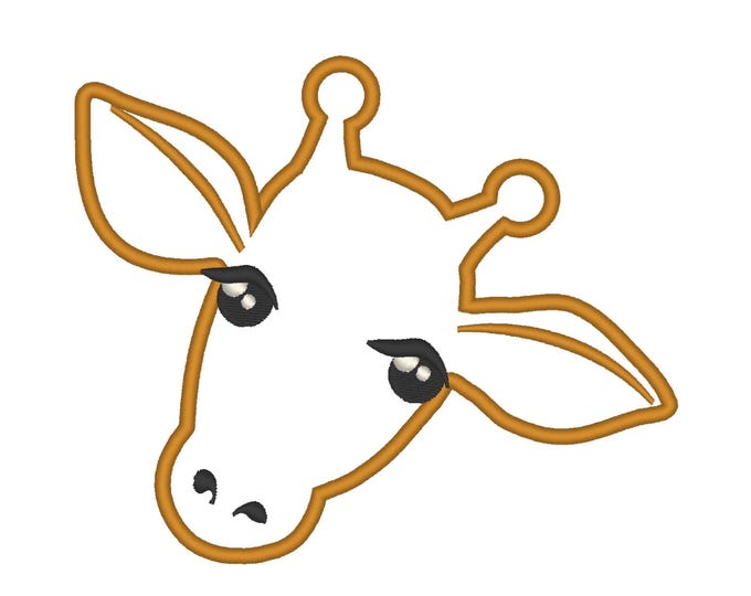 Cute Giraffe Applique machine embroidery designs wild animal head sizes for hoop 4x4, 5x7 and 6x10