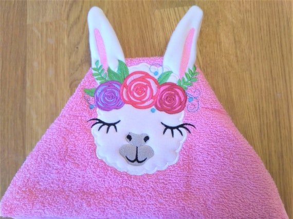 llama hooded towel