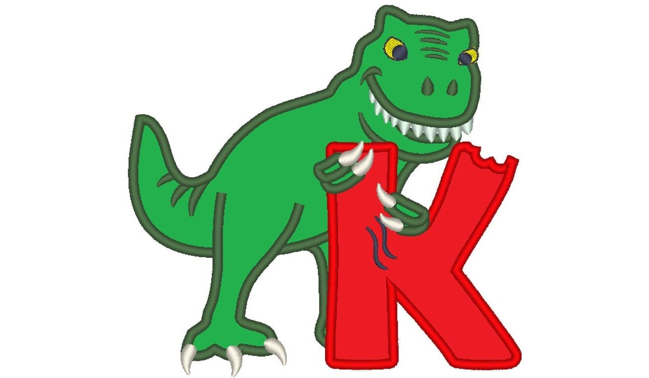 T-rex Dinosaur Birthday Only One LETTER K Machine Embroidery - Etsy