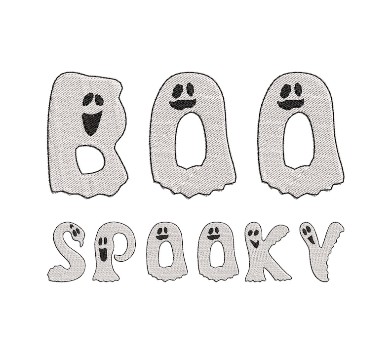 Ghost FONT Fill Stitch Alphabet Monogram Cute Little Ghost Kids Baby ...