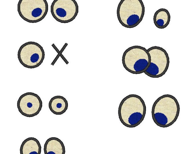 Eyes for your Toy Doll making Set of 7 types fill stitch and applique machine embroidery designs assorted sizes for hoop 4x4