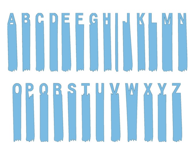 Brush Stroke Font raggedy edge Applique alphabet letters machine embroidery designs in many sizes, kids artistic name, BX Brush Strokes