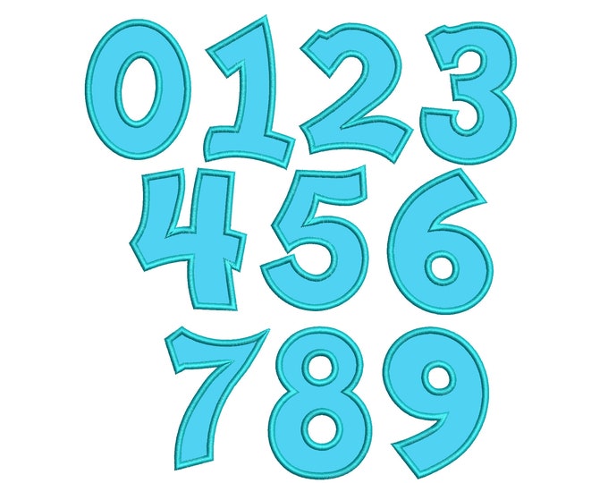 Bold block wide satin stitch Numbers Birthday Number Applique monogram machine embroidery applique designs 3, 4, 5, 6, 7, 8 inches BX includ