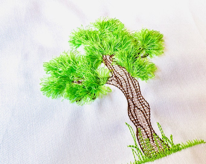 Fringed Tree fluffy chenille branches ITH project fringe in the hoop machine embroidery designs Summer Fall Winter or Spring tree Earth Day