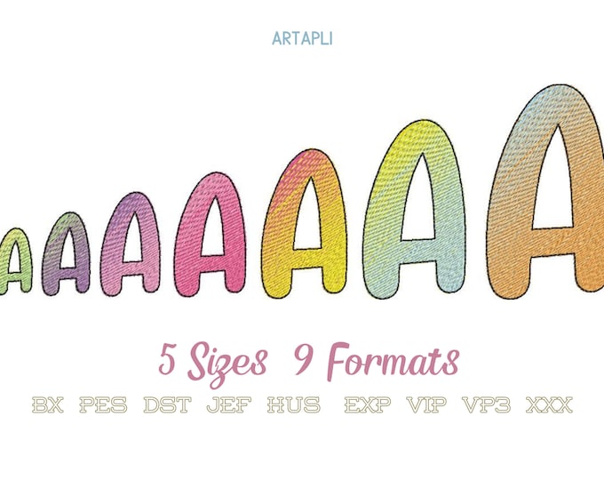 Rainbow Iridescent 2 Color Monogram fun kids script FONT alphabet letters machine embroidery designs gradient ombre, BX font file included