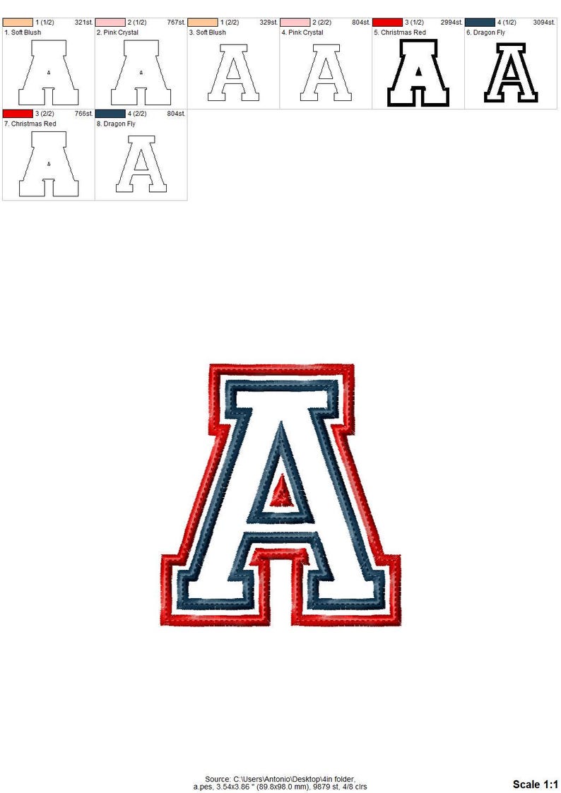 Two layers Double applique Athletic Sport High School Team Players FONT embroidery alphabet BX font and other embroidery formats 3 to 7 inch image 12