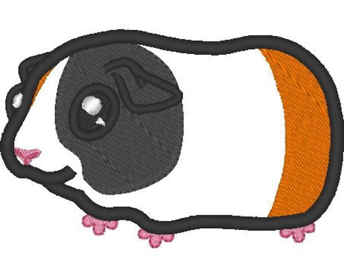 Guinea Pig fill stitch embroidery and applique designs for hoop 4x4, 5x7 machine embroidery designs cute little Guinea Pig Piggie pet animal