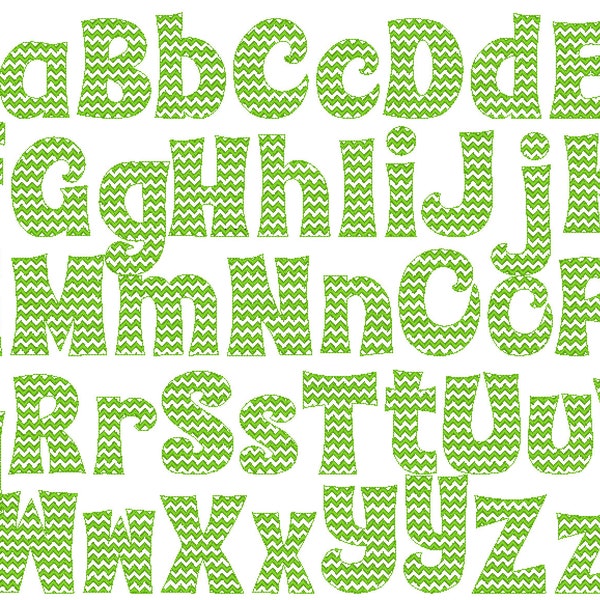 Motifs de broderie machine Chevron RIC RAC polices de caractères légers contours de l'alphabet polices 2, 3, 4, 4,5 pouces BX vp3 xxx pes et autres formats