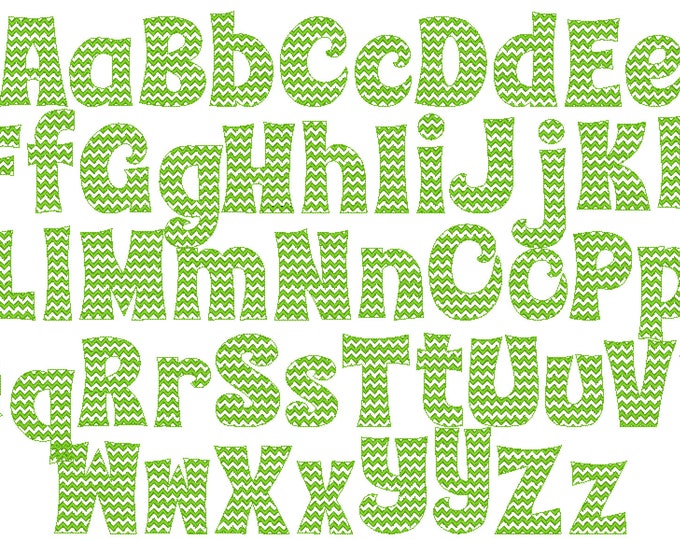 Chevron RIC RAC Font light sketch outline machine embroidery designs font alphabet letters 2, 3, 4, 4.5in BX vp3 xxx pes and other formats