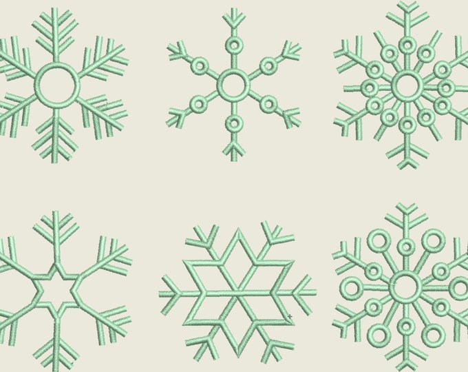 Simply Snowflakes 9 types in assorted sizes machine embroidery design for hoop 4x4 easy simple quick stitch winter holiday snowflake BX file