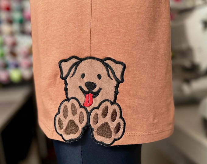 Puppy Bow Split side seam cutout Side Bow Applique machine embroidery designs Trendy Pet Dog lovers Apparel Sweatshirts T-Shirts 4 8 inch