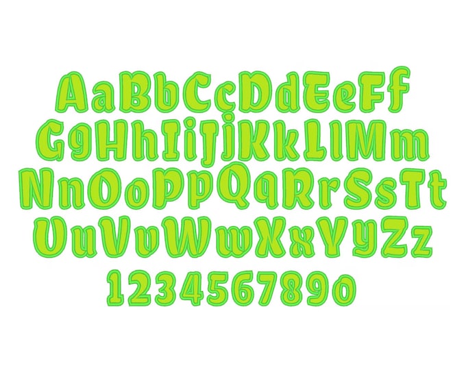 Monogram applique Font machine embroidery designs kids alphabet letters and numbers many sizes 2 up to 5 inch and BX