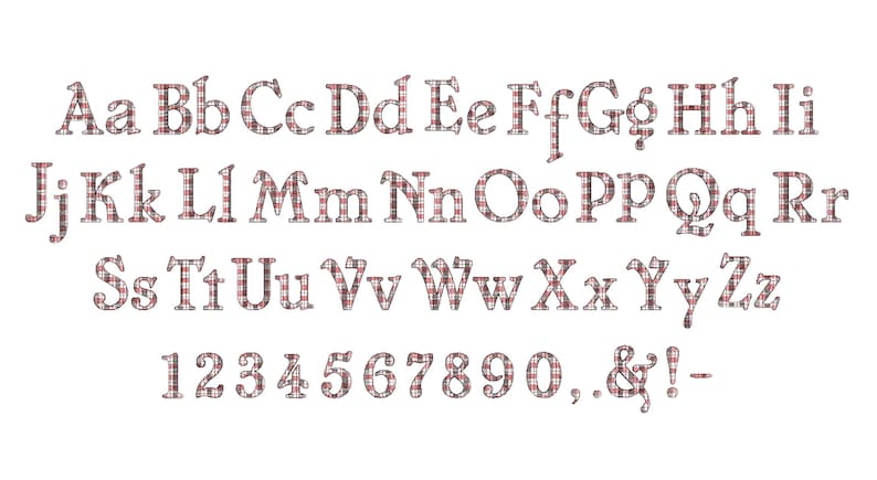 Buffalo Plaid Tartan Gingham Font, incl BX light sketch outline machine embroidery font alphabet letters size 2, 2.5, 3, 4, 5 inches by Artapli embroidery format BX PES HUS JEF EXP DST VIP VP3 XXX instant download
