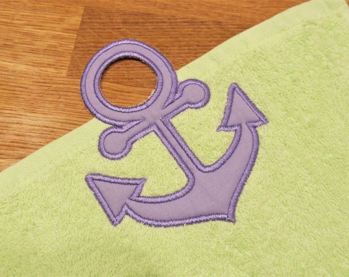 Anchor Nautical Towel topper, machine embroidery ITH project designs 4x4 and 5x7 -  In the hoop embroidery project INSTANT DOWNLOAD