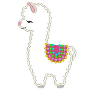 Simply Llama Applique design Lama boho tassels little cute pretty Alpaca with quilt machine embroidery design sizes 4, 5, 6, 7 and 8 inches
