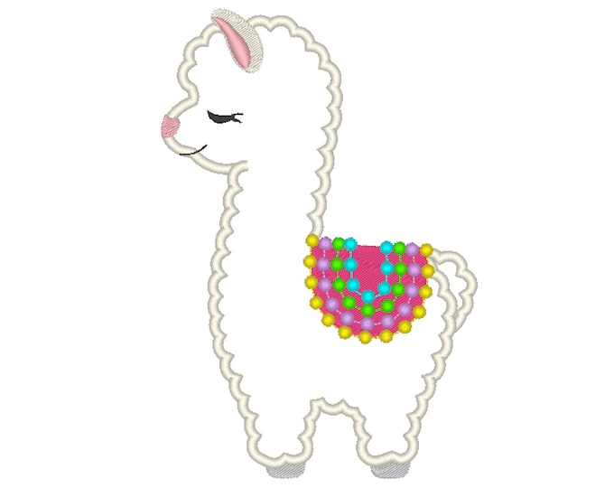 Simply Llama Applique design Lama boho tassels little cute pretty Alpaca with quilt machine embroidery design sizes 4, 5, 6, 7 and 8 inches