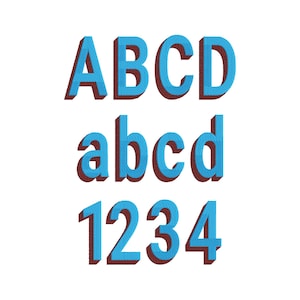 Block type Shadow Font fill stitch Varsity Collegiate alphabet machine embroidery designs sports monogram letters numbers with shadow, BX