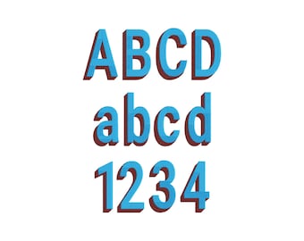 Block type Shadow Font fill stitch Varsity Collegiate alphabet machine embroidery designs sports monogram letters numbers with shadow, BX