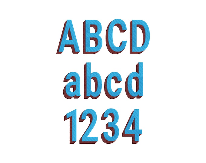 Block type Shadow Font fill stitch Varsity Collegiate alphabet machine embroidery designs sports monogram letters numbers with shadow, BX