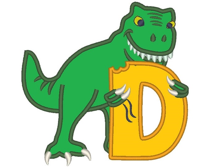T-rex dinosaur Birthday only one LETTER D machine embroidery Birthday outfit designs - for hoops 4x4, 5x7, 6x10  INSTANT DOWNLOAD