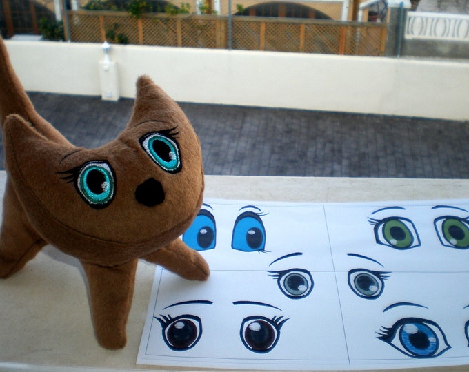 Pretty eyes big SET of 4 types machine embroidery designs and single eye files assorted sizes 1.5, 2, 3, 4, 5 inch DIY kids soft toy doll