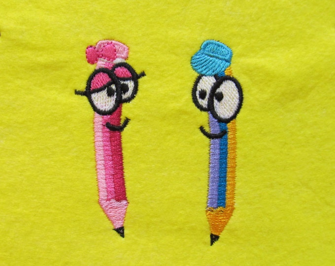 Pencils back to school mini embroidery - pencils, pencil girl, pencil boy, Valentine machine embroidery designs INSTANT DOWNLOAD