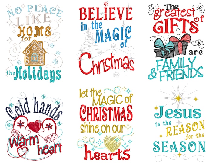 Christmas price for Beautiful Christmas quotes - awesome gift preparing set - machine embroidery designs - 5x7 INSTANT DOWNLOAD