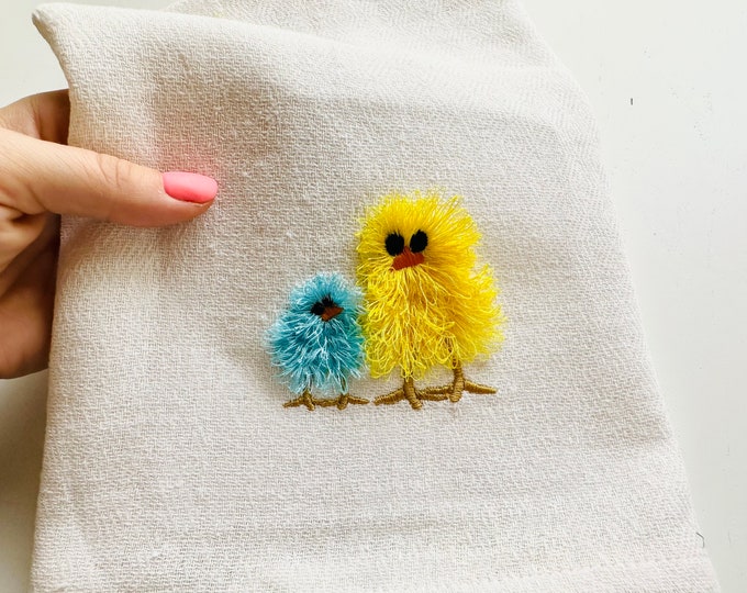 Little big Chicks machine embroidery designs Fringed Fluffy Chick chenille farm bird small baby chicken awesome fringe fuzz design ITH