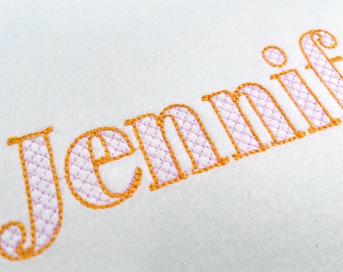 Elegant Font Kate check and outline Block style Font Alphabet Monogram machine embroidery designs many small sizes 0.9 up to 3.5 inch, BX