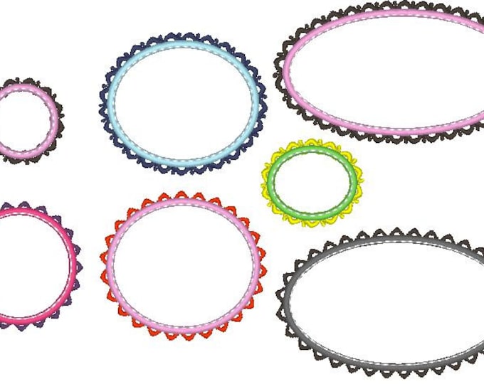 Lace Frames machine embroidery applique designs INSTANT DOWNLOAD - SET of 3 types  2, 3, 4, 4 1/2, 5 and 6 inches