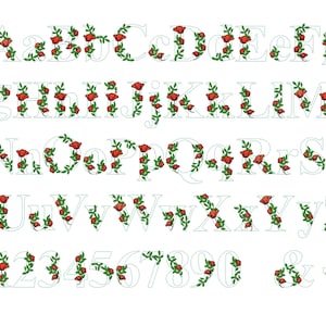 Light Poppy Red Rose Floral Font Flower Alphabet Uppercase and ...