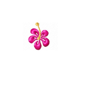 May include: A pink hibiscus flower with a yellow center and stem.