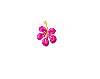 Mini satin stitch Hibiscus flower - Hawaii summer flower embroidery designs - hibiscus flowers small embroidery designs