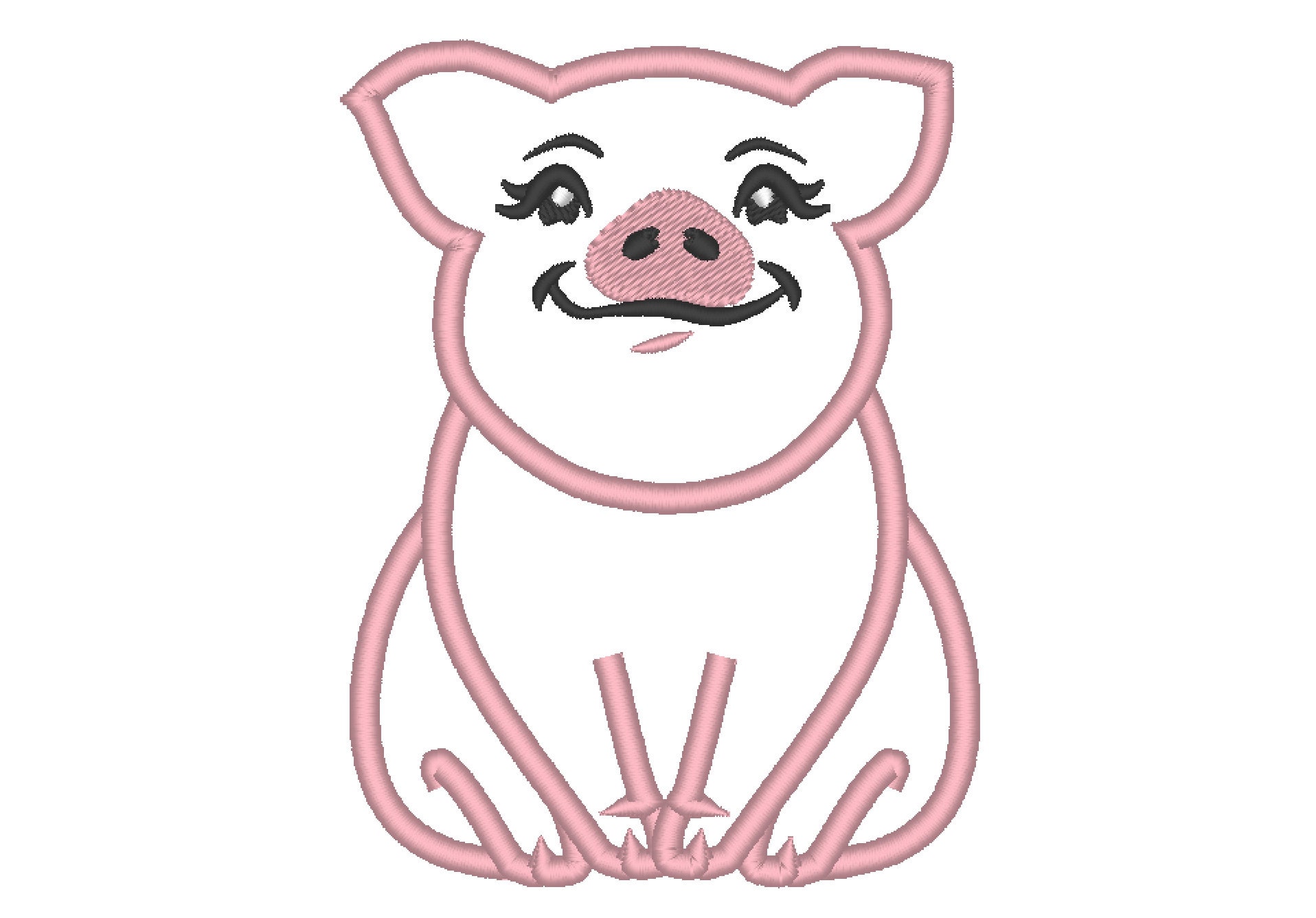 Piggie, pig, awesome pig heifer, farm girl pig applique machine
