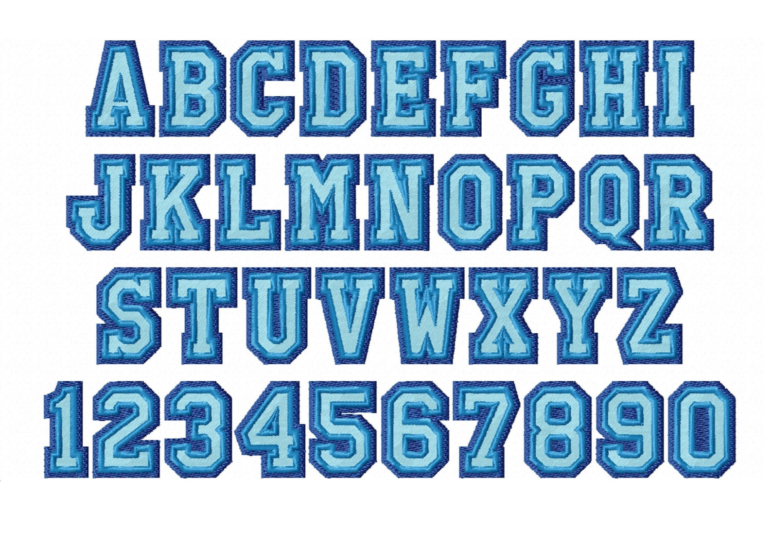 Mini 1, 1.2, 1.5in 2 Outlines 3 Colors Fill Stitch Varsity Collegiate ...