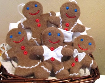 Christmas Gingerbread Men Cookie SET of 5 types easy In The Hoop ITH project Machine Embroidery designs and Applique design for hoop 4x4 5x7