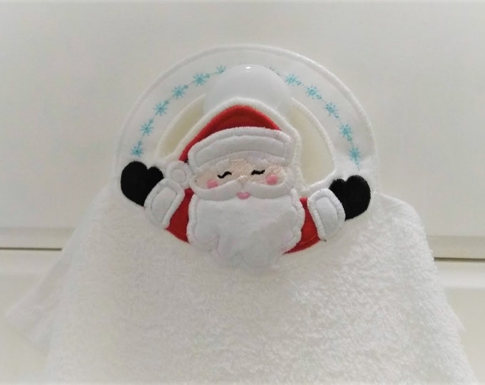 Santa Claus - Christmas towel hanging hole towel topper In The Hoop machine embroidery designs ITH project for hoop 4x4 and  5x7