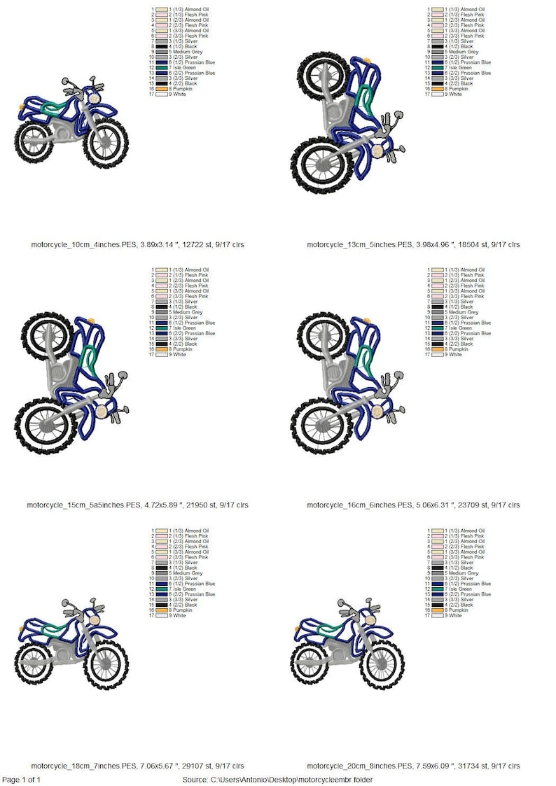 Motorcycle Bike Applique Machine Embroidery Designs Sizes for Foop 4x4 ...