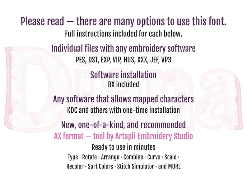Diana Monogram Font Applique — Please read, usage guide (read)