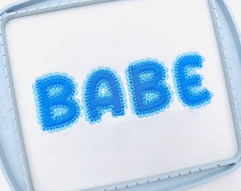 Lace Edge applique Chain stitch outline Font lace trim effect Monogram Alphabet kids girls machine embroidery designs sizes 1.7 up to 4.3 in