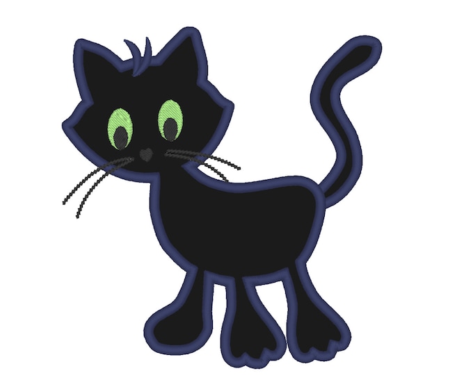 Black Kitty - machine embroidery applique designs INSTANT DOWNLOAD for hoops 4x4, 5x7