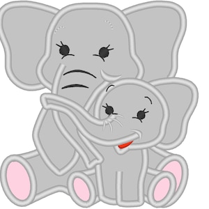 Little elephant and elephant brother,  mommy and me / or big and little sister or brother machine applique designs, 4x4, 5x7